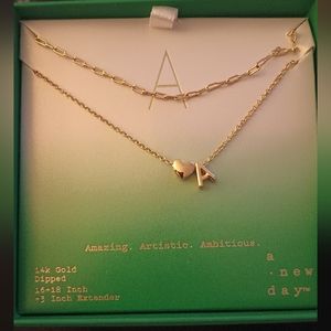 NWT A new day initial A 14k gold dipped 16 inch double chain